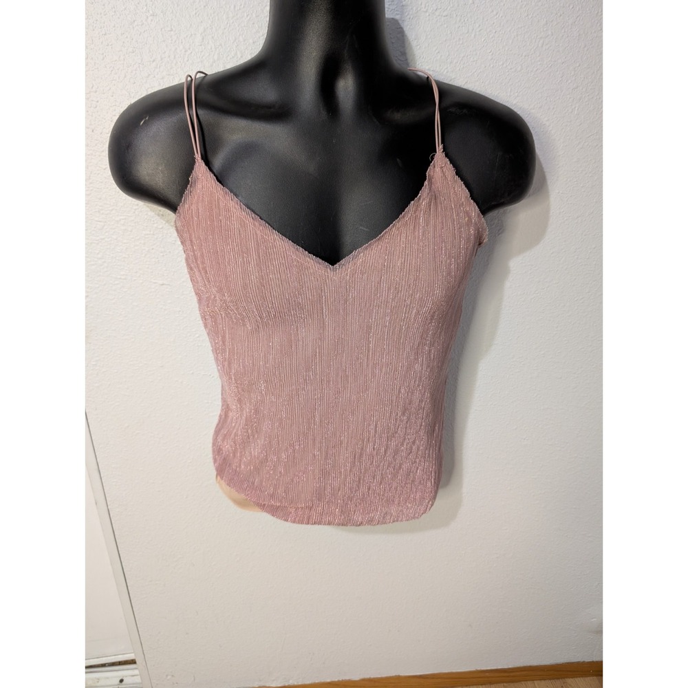 ASOS Pink Metallic Shimmer Camisole Top V-Neck Double Strap US 4 Y2K Inspired